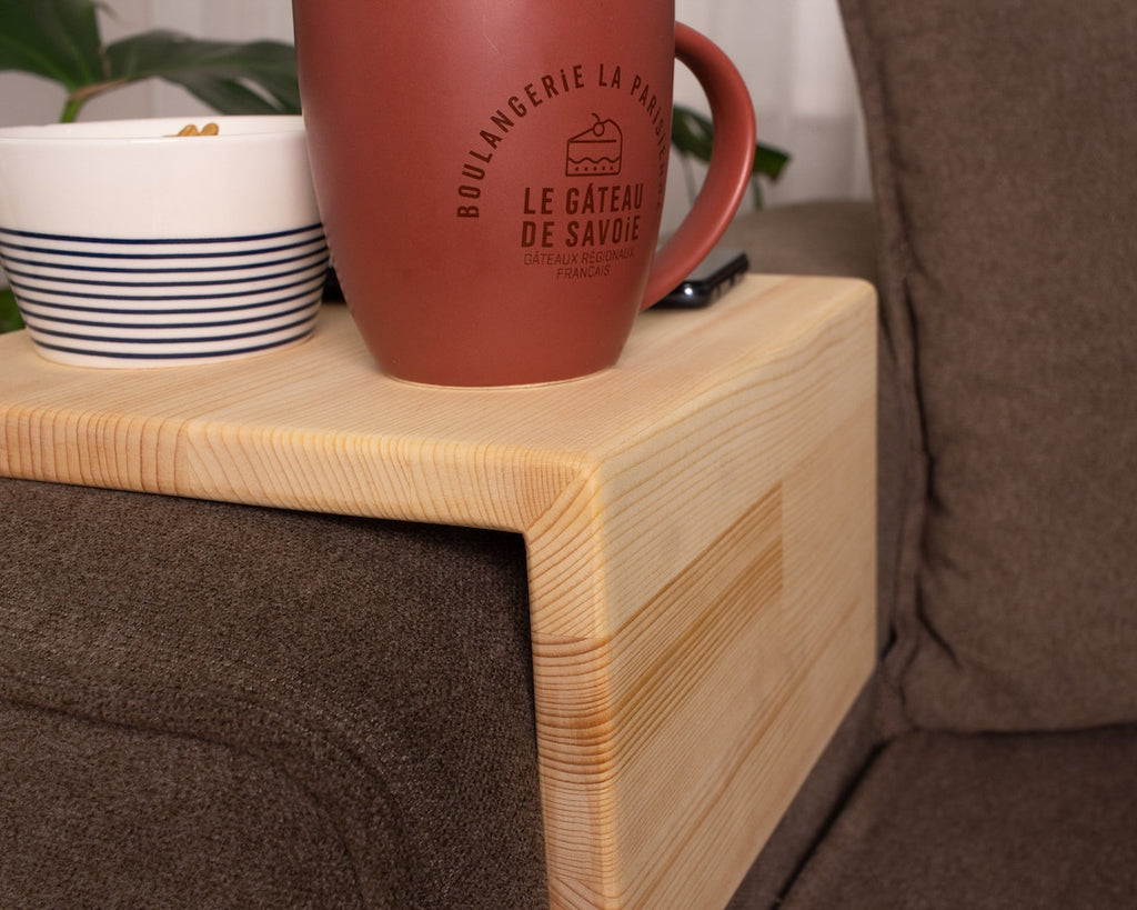 Handcrafted Wood Armrest Table, Simple and Functional Couch Tray, Sofa Arm Tray Table, Couch Sofa Arm Rest Table, Custom Wood Sofa Arm Table